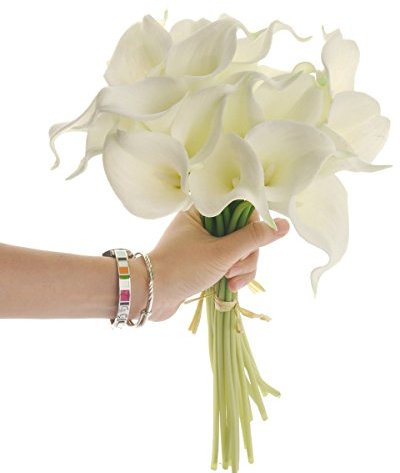 Katomi Kunstblumen, Gattung Calla-Lilien, authentisch wirkende Oberflächenstruktur, elfenbeinfarben, 10 Stück