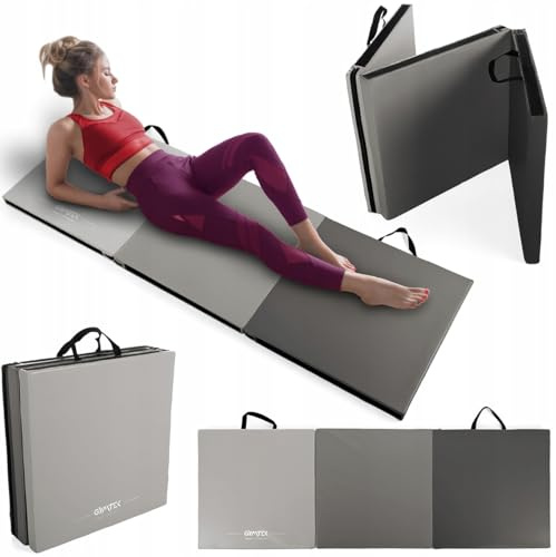Gymtek® Klappbare Gymnastikmatte Sportmatte Kampfsportmatte Trainingsmatte - 180x60 cm - Gymnastik, Yoga, Judo, Karate, Fitness, Pilates, Kampfsport