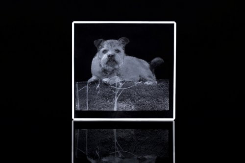 VIP-LASER 2D Glaskristall Würfel mit Deinem Wunsch-Foto und Text - das ideale persönliche Geschenk! Größe XXL (80x80x80mm)