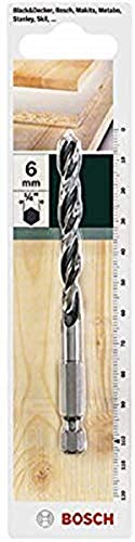 Bosch Accessories 2609255150 Mèche à bois hélicoïdale HSS queue six pans 1/4 6,0 x 60 x 102 mm