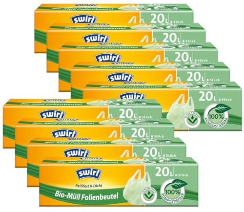 Swirl Bio-Müll Folien-Beutel 20l mit Tragegriff 6stk./Rolle (9er Pack)