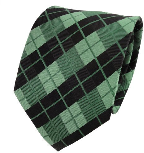 TigerTie Designer Seidenkrawatte in grün smaragdgrün schwarz kariert