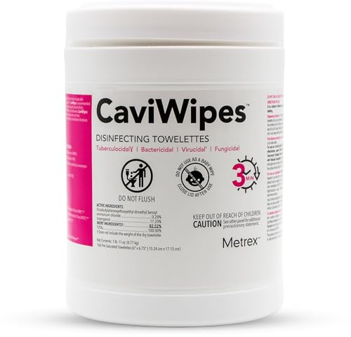 Metrex CaviWipes Disinfecting Towelettes – Durable Non-Woven Disinfecting Wipes for Hard, Non-Porous Surfaces in Healthcare & Laboratory Settings, Pre-Saturated with CaviCide – 160 Wipes (Pack of 1)