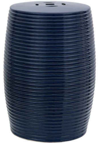Red Lantern 18 Dark Blue Ribbed Porcelain Garden Stool