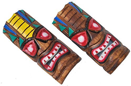 Interlifestyle 2 Tiki Wandmasken 30cm Wandmaske Tiki Maske Hawaii Holzmaske Masken