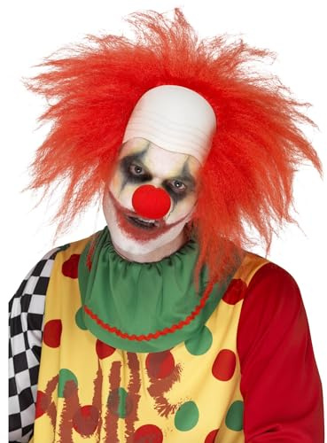 Smiffys Clownsperücke, Deluxe, Rot, mit Glatze Halloween