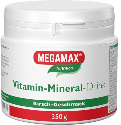 Megamax Vitamin Mineral Drink Kirsche 350 g | Multivitamin-Nahrungsergänzungsmittel hochdosiert, mit vielen wichtigen Vitaminen, Mineralstoffen & Spurenelementen | Kalzium, Magnesium u. Zink (Kirsche)