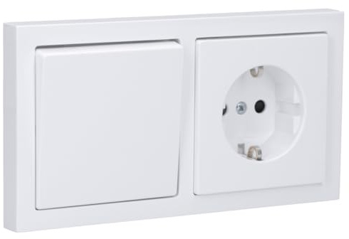 Busch-Jaeger future® linear Komplett-Set: 2000/6 US Wechselschalter Einsatz + 1786-84 Wippe + 20 EUC-84 SCHUKO Schutzkontakt-Steckdose + 1722-84K Abdeckrahmen 2-fach, studioweiß
