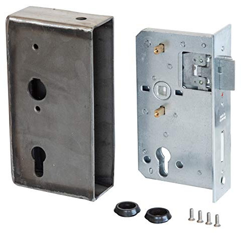 Alberts 412050 Schlosskasten | mit verzinktem Schloss | Stahl | Dornmaß 65 mm | 190 x 100 x 50 mm