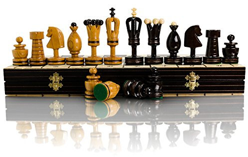 Master of Chess Schachspiel aus Holz mit Stücken ROYAL 50 cm – handgefertigtes eingelegtes großes Schachbrettspiel für Erwachsene und Kinder – Gothic-Figur