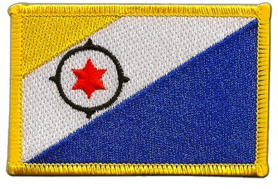Flaggenfritze® Aufnäher Flagge Bonaire – 5,5 x 8,5 cm – hochwertiger Patch zum Aufbügeln oder Aufnähen – besticktes Abzeichen + gratis Sticker