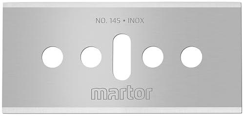 MARTOR 10 x hoja industrial, hojas de recambio Cúter, Cuchillo de seguridad, 18,5 mm, afilado, en dispensador, utilizable en 4 pliegues, nº 145