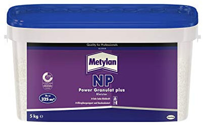 Metylan NP Power Granulat Tapetenkleister, hochfester Kleister für Verklebungen mit besonderen Anforderungen, Granulat geeignet für Tapeziermaschinen, 1x5kg Eimer