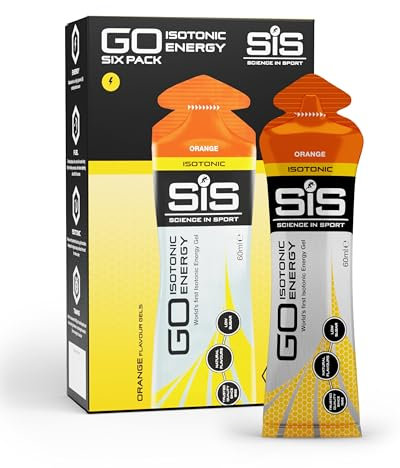 Science In Sport GO Isotonic Energy Gels, Running Gels with 22 g Carbohydrates, Low Sugar, Orange Flavour, 60 ml Per Serving (6 Pack)