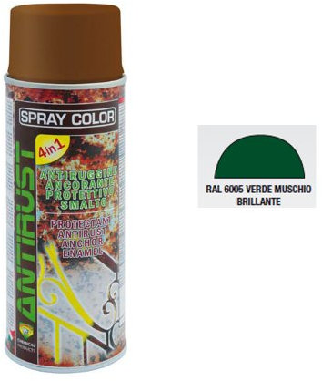 Smalto Professionale Antiruggine Spray Antirust Verde Muschio (4 in 1)