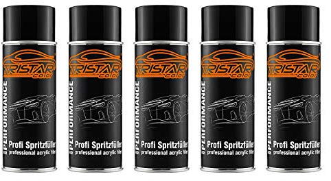 TRISTARcolor Füller Grundierung Haftgrund 5 x Spraydose 400 ml schwarz | Spritzfüller, Spritzspachtel, gleicht Unebenheiten und Kratzer aus, guter Korrosionsschutz, Made in Germany