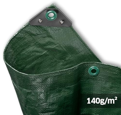 NOOR Abdeckplane Profi 140g/m² 1,8 x 5m in Grün I Gewebeplane mit Ösen I UV-resistenter Stoff I Regenplane wasserdicht für den Garten I Schutz vor Wind, Wetter, Schmutz und Feuchtigkeit