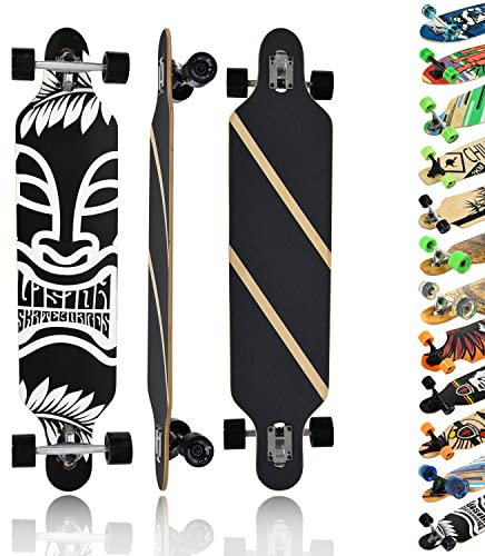 MAXOfit Longboard Mystic No. 16 - Drop Through Board mit robustem Deck und mittelweichen Rollen - Drop Through Achsen und Cutouts für tieferen Schwerpunkt