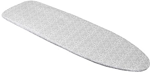 Westex Fine Damask Heavy Duty Ironing Board Cover and Pad, Thick 3-Layer Stain Resistant Padding, Elasticized Skirt, Click-to-Close Fastener, 15 x 54 Inch (Board NOT Included, Cover ONLY)