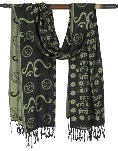 Pashmina Viskose Schal/Stola mit OM Muster, weich | Seidig weicher Schal, beidseitig tragbar, Unisex, 100% Viskose, vielseitig kombinierbar, elegantes Accessoire.