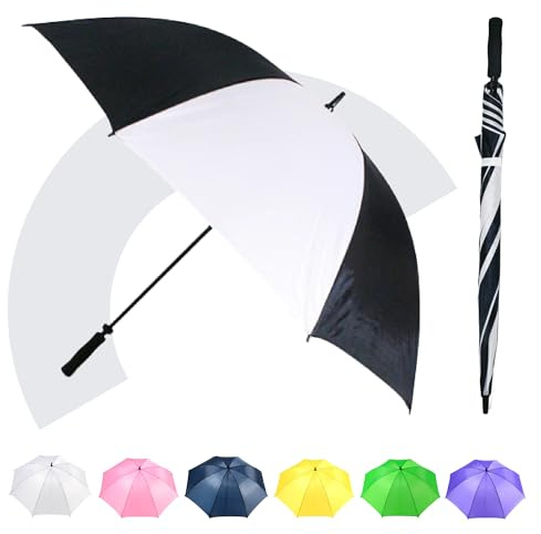 Jollybrolly Golf Regenschirme gerade Gerader Stock Sturmsicher Handbuch geöffnet Golfschirme - 90cm Länge, 120cm Überdachungsspanne - Schwarzer Schaumstoffgriff - Herren & Damen