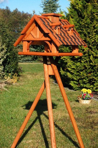 massives Futterhaus/Vogelhaus, +++imprägniert+++ mit Ständer, Vogelfutterhaus mit Futtersilo, Silo