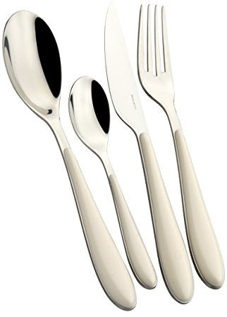 Bugatti GGAU-023F50 Gioia Tafelservice, SAN/Stahl, 22 x 8 x 30 cm, elfenbeinfarben, 24-teilig