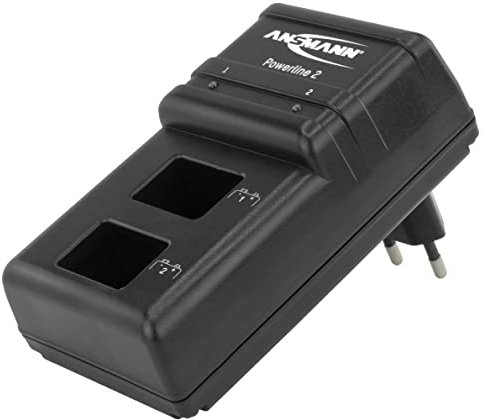 ANSMANN Caricatore Powerline 2 per batterie 9V - Caricabatterie intelligente doppio NiMH / NiCd E-Block - Carica di manutenzione e indicatore LED