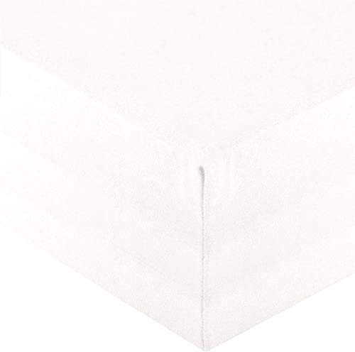 aqua-textil Royal XL Spannbettlaken Boxspringbett Wasserbett 200x220-220x240 cm Schnee weiß 210g/qm Jersey Mako Baumwolle Elasthan Spannbetttuch