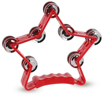 GEWA Schellenring Stern - 14-Paar verchromte Schellen - Zweireihig - Farbe rot