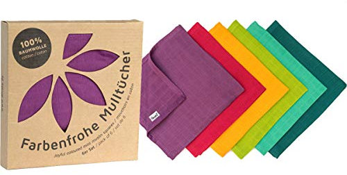 divata bunte MINI Mulltücher 6er Set Rainbow, ca. 35x35 cm - kleine, farbige Baby Spucktücher, Mull-Waschlappen, Oeko-Tex-Zertifiziert