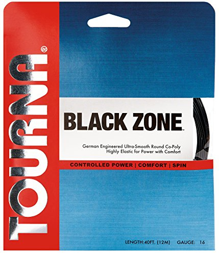 Tourna schwarz Zone Polyester Tennissaiten, Unisex, schwarz, 16g Set