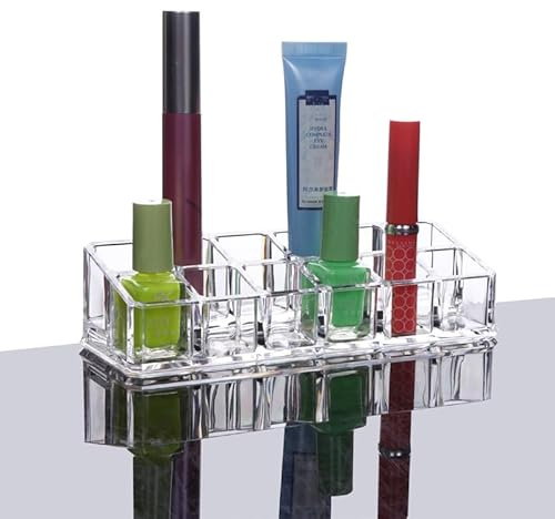 Clear Acrylic Lipstick or Brush Holder Display Stand Cosmetic Organizer with 12 Compartment for Lipstick, Brushes, Bottles