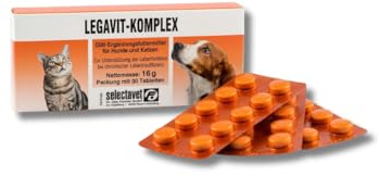 Selectavet LEGAVIT-KOMPLEX | 30 Tabletten | Diät-Ergänzungsfuttermittel für Hunde und Katzen | Zur Unterstützung der Leberfunktion bei chronischer Leberinsuffizienz