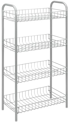 Metaltex 343014039 Monaco Allzweckregal, 4-Etagen, 41 x 23 x 80 cm, silber