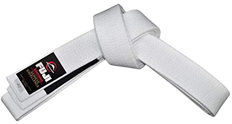 FUJI Brazilian Jiu Jitsu Belt with Rank Bar (for Rank Stripes), BJJ Belt for Adults, White, Size A1