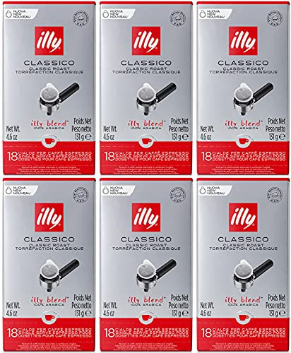 Illy Caffè espresso Arrosto medio 18 cialde (confezione da 6) Rosso