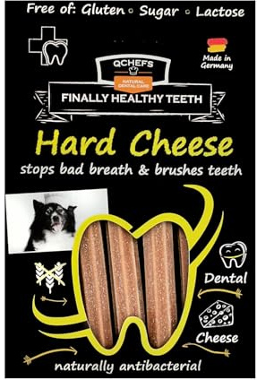 QCHEFS Puffed Cheese 3er | Dogs Dental Care Snack | Chews against Bad Breath & Gingivitis | Scaler | Dogs treat | Cheese - naturally antibacterial