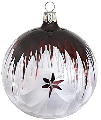 Jingle Bells Lauscha Christbaumkugel weiß/Bordeaux 6cm