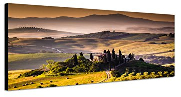 Augenblicke Wandbilder Leinwandbild als Panorama in 150x50cm Italien Toskana Landschaft Weinberge