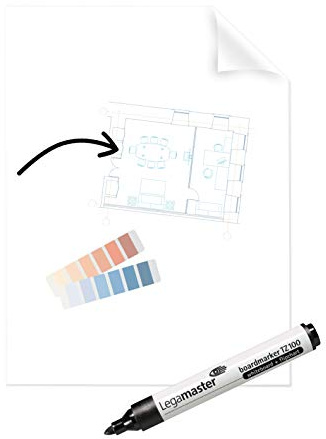Legamaster Magic-Chart Clearboard Folie - statisch selbsthaftend - transparent - 80x60cm - inkl. 1 Boardmarker - 25 Folienblätter auf einer Rolle