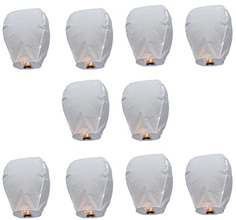 Leorx - Farolillos chinos Kongming, de forma oval, que se lanzan al cielo para pedir deseos, ideal para bodas, decoración de Navidad (Set de 10 unidades)