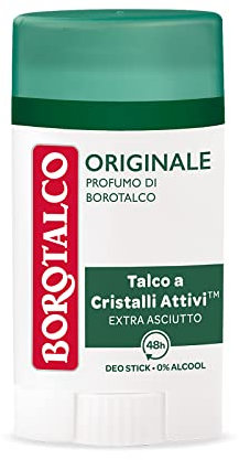 Borotalco, Deodorante Stick Originale, Formula Senza Alcool e Sali di Alluminio, con Talco a Cristalli Attivi, Tripla Protezione Asciutta, Profumo di Borotalco - Formato da 40 ml