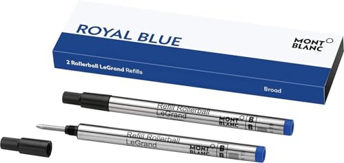 MONTBLANC Tintenroller Minen Royal Blue 124497 – Blaue Ersatzmine für Meisterstück LeGrand Breit – 2 x Refill Rollerball B