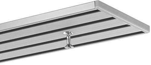 Gardineum 1.00 m Gardinenstange, alle Längen bis 4,00 m möglich, Vorhangschiene, Aluminium, alu-silber, 3-läufig vorgebohrt