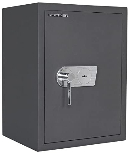 Rottner Toscana 65 Wertschutzschrank EN1 Doppelbartschloss 2 Schlüssel bedingter Feuerschutz 2 verstellbare Fachböden Tresor inkl. Befestigungsmaterial