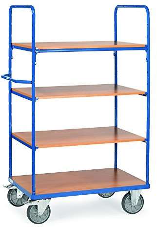 Fetra Transportgeräte mtpiec4p7 F 502 Wagen mit Tablett, 4 Einlegeböden, 269 mm, 669 mm, 1069 mm, Regal 1469 mm, 86 kg Gewicht, 1200 mm x 800 mm Plattform