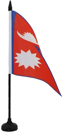 AZ FLAG Tischflagge Nepal 21x14 cm Polyester 100D Kunststoffsockel