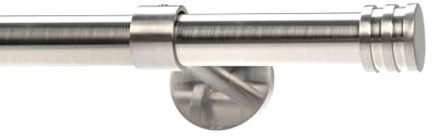 DécoProfi Gardinenstangen Edelstahloptik 1-läufig Ø 20 mm L: 200 cm I Grooves Gardinen/Vorhangstange im Set I Inklusive Träger, Befestigung und Endstücke I Decken- oder Wandbefestigung
