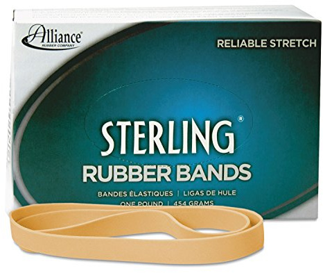 Alliance Rubber 25075 Sterling Rubber Bands Size #107, 1 lb Box Contains Approx. 50 Bands (7 x 5/8, Natural Crepe) , Beige